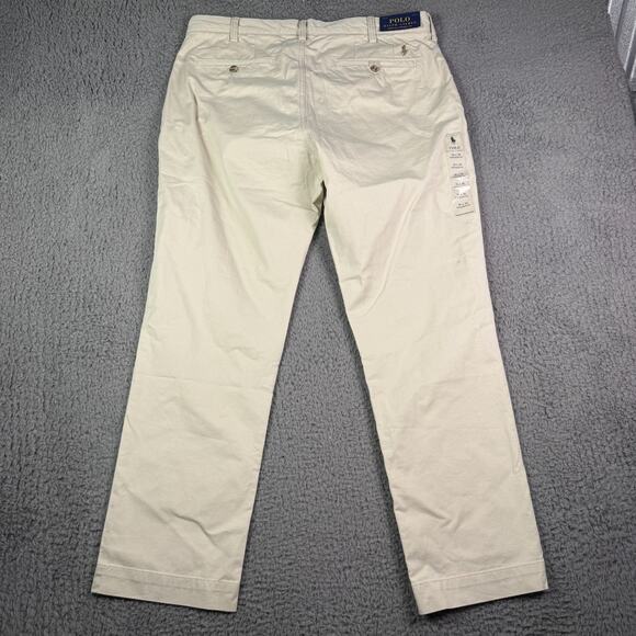 Polo Ralph Lauren Stretch Straight Fit Chino Pants Mens 36x30 Beige Cotton Twill - Picture 2 of 12
